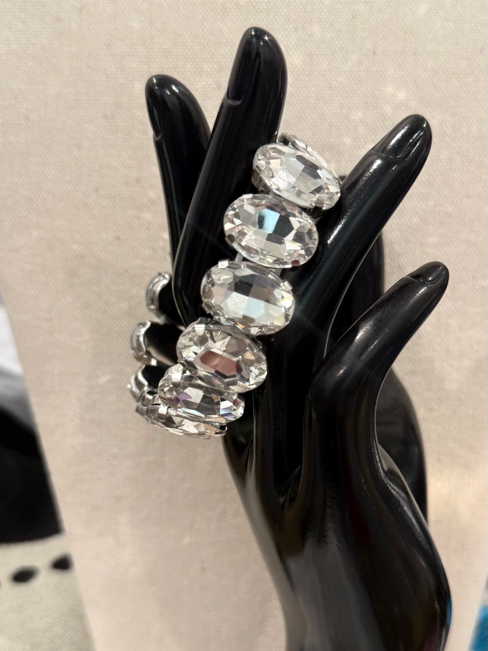 Crystal Stretch Bracelet - Clear Crystal Statement Bracelet